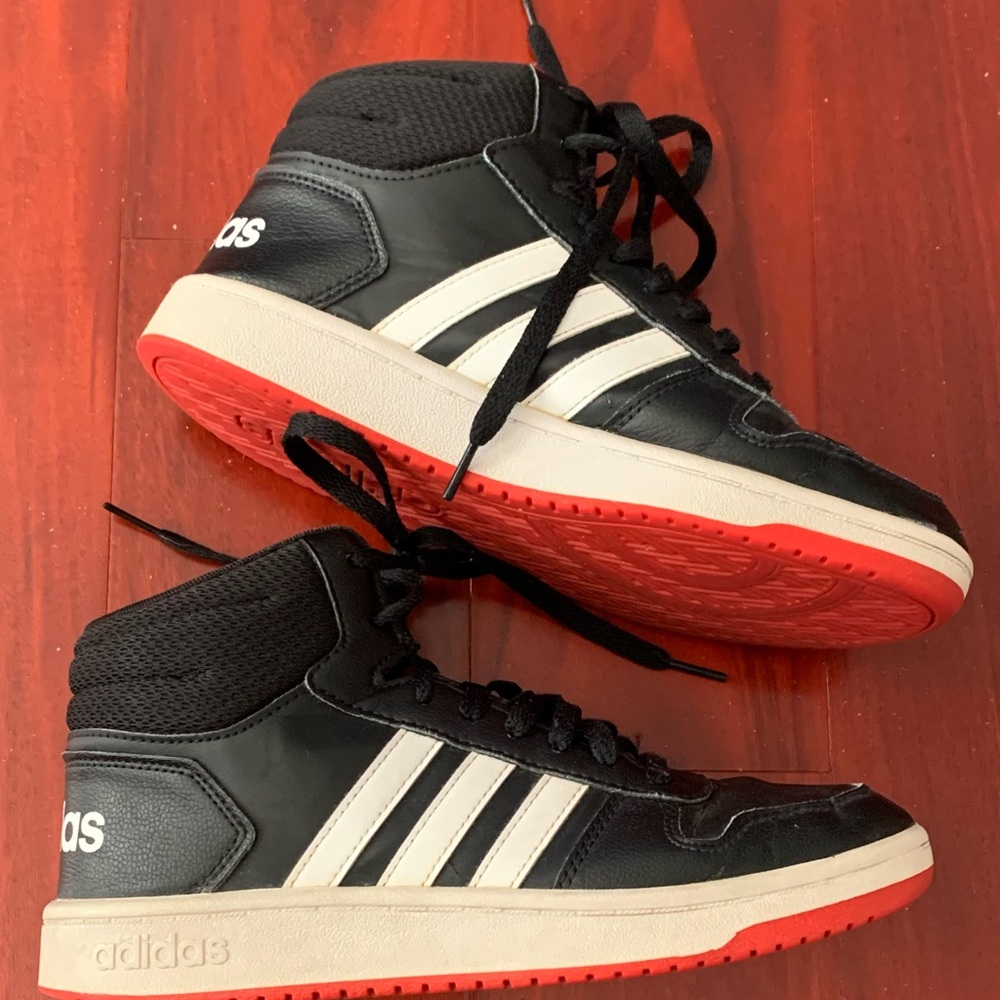 adidas HOOPS MID 2.0 K Unisex Kids FY7009 US Size 6 Shoes Black Red White